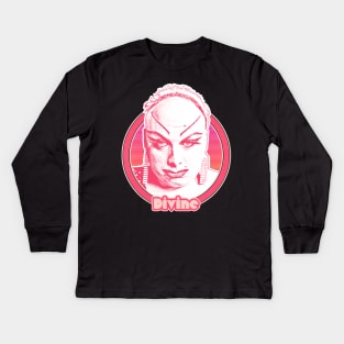 Divine // 80s Style Retro Fan Art Design Kids Long Sleeve T-Shirt